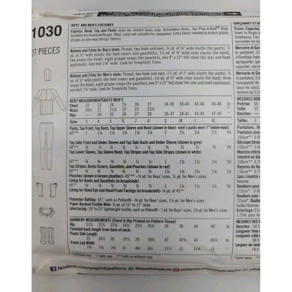 2015 AVENGERS Captain AMERICA Pattern SIMPLICITY #1030 Boys 3-8 Men's S-XL Uncut - Picture 3 of 6